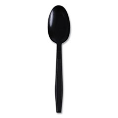 Heavyweight Wrapped Polypropylene Cutlery, Teaspoon, Black, 1,000/Carton