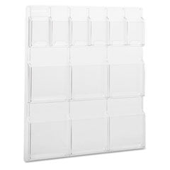 Reveal Clear Literature Displays, 12 Compartments, 30w x 2d x 34.75h, Clear