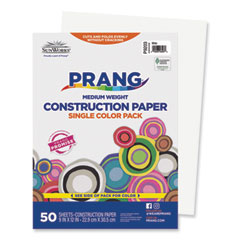 SunWorks Construction Paper, 50 lb Text Weight, 9 x 12, White, 50/Pack