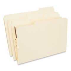 Reinforced Top Tab Fastener Folders, 0.75" Expansion, 1 Fastener, Legal Size, Manila Exterior, 50/Box