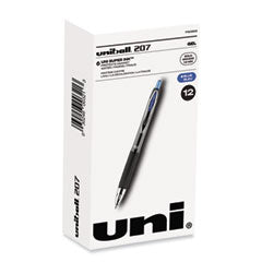 Signo 207 Gel Pen, Retractable, Bold 1 mm, Blue Ink, Smoke/Black/Blue Barrel, Dozen