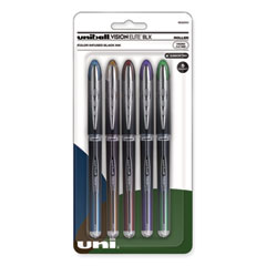 VISION ELITE BLX Series Hybrid Gel Pen, Stick, Fine 0.5 mm, Assorted Ink and Barrel Colors, 5/Pack