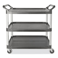 Xtra Utility Cart with Open Sides, Plastic, 3 Shelves, 300 lb Capacity, 20" x 40.63" x 37.8", Gray