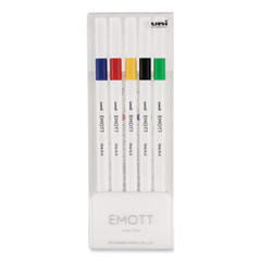 EMOTT Porous Point Pen, Stick, Fine 0.4 mm, Assorted Ink Colors, White Barrel, 5/Pack