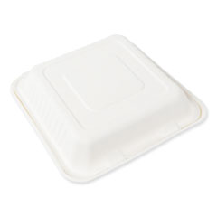 Bagasse PFAS-Free Food Containers, 1-Compartment, 9 x 9 x 3.19, White, Bamboo/Sugarcane, 200/Carton