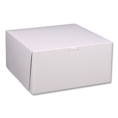 White One-Piece Non-Window Bakery Boxes, Standard, 12 x 12 x 6, White/Kraft, Paper, 50/Bundle