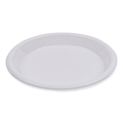 Hi-Impact Plastic Dinnerware, Plate, 10" dia, White, 500/Carton