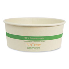 No Tree Wide Paper Bowls, 24 oz, 5.9" Diameter x 2.4"h, Natural, Sugarcane, 300/Carton