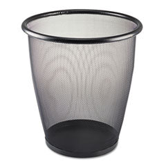 Onyx Round Mesh Wastebaskets, 5 gal, Steel Mesh, Black