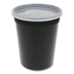 Newspring DELItainer Microwavable Container, 32 oz, 4.55 x 4.55 x 5.55, Black/Clear, Plastic, 240/Carton