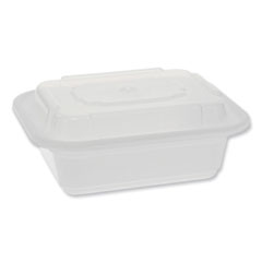 Newspring VERSAtainer Microwavable Containers, Rectangular, 12 oz, 4.5 x 5.5 x 2.12, White/Clear, Plastic, 150/Carton