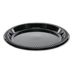 Meadoware Impact Plastic Dinnerware, Plate, 8.9" dia, Black, 400/Carton