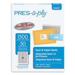 Labels, 0.66 x 3.44, White, 30/Sheet, 50 Sheets/Box