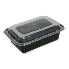 Food Container with Lid, 16 oz, 7.48 x 5.03 x 2.04, Black/Clear, Plastic, 150/Carton