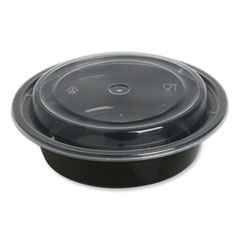 Food Container with Lid, 16 oz, 6.29 x 6.29 x 1.96, Black/Clear, Plastic, 150/Carton