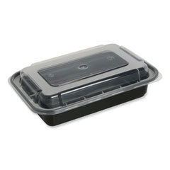 Food Container with Lid, 24 oz, 7.48 x 5.03 x 2.48, Black/Clear, Plastic, 150/Carton