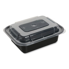 Food Container with Lid, 12 oz, 5.78 x 4.52 x 2.24, Black/Clear, Plastic, 150/Carton