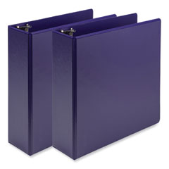 Earth's Choice Plant-Based Economy Round Ring View Binders, 3 Rings, 3" Capacity, 11 x 8.5, Purple, 2/Pack