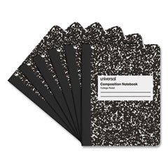 Composition Book, Medium/College Rule, Black Marble Cover, (100) 9.75 x 7.5 Sheets, 6/Pack