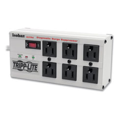 Isobar Surge Protector, 6 AC Outlets, 6 ft Cord, 3,330 J, Light Gray