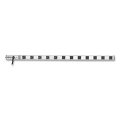 Vertical Power Strip, 12 Outlets, 15 ft Cord, Silver