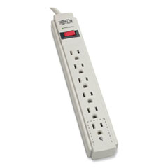 Protect It! Surge Protector, 6 AC Outlets, 4 ft Cord, 790 J, Light Gray