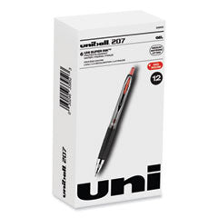 Signo 207 Gel Pen, Retractable, Medium 0.7 mm, Red Ink, Smoke/Black/Red Barrel, Dozen