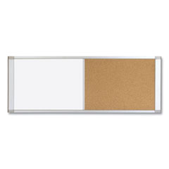 Combo Cubicle Workstation Dry Erase/Cork Board, 36 x 18, Tan/White Surface, Aluminum Frame