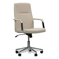 Leather Task Chair, Supports Up to 275 lb, 18.19" to 21.93" Seat Height, White Seat, White Back