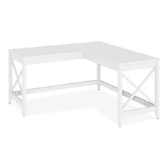 L-Shaped Farmhouse Desk, 58.27" x 58.27" x 29.53", White