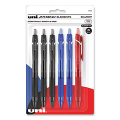 Jetstream Elements Hybrid Gel Pen, Retractable, Medium 1 mm, Assorted Ink and Barrel Colors, 6/Pack