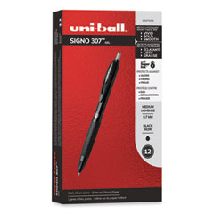 307 Gel Pen, Retractable, Medium 0.7 mm, Black Ink, Black Barrel, Dozen