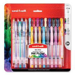 Gel Pen, Stick, Assorted Sizes, Assorted Ink and Barrel Colors, 24/Pack