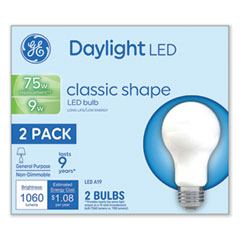 Classic LED Non-Dim A19 Light Bulb, 9 W, Daylight, 2/Pack