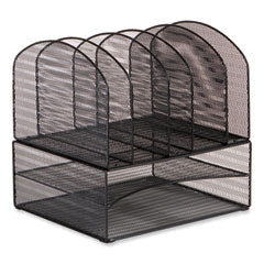 Onyx Mesh Desk Organizer, 2 Horizontal/6 Upright Sections, Letter Size, 13.25 x 11.32 x 13.32, Black, Ships in 1-3 Bus Days