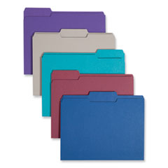 Colored File Folders, 1/3-Cut Tabs: Assorted, Letter Size, 0.75" Expansion, Assorted: Gray/Maroon/Navy/Purple/Teal, 100/Box