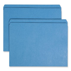 Reinforced Top Tab Colored File Folders, Straight Tabs, Letter Size, 0.75" Expansion, Blue, 100/Box