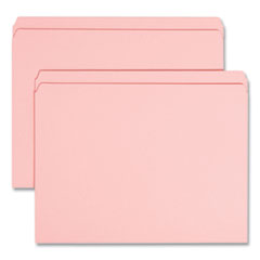 Reinforced Top Tab Colored File Folders, Straight Tabs, Letter Size, 0.75" Expansion, Pink, 100/Box