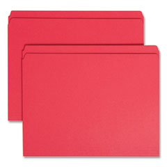 Reinforced Top Tab Colored File Folders, Straight Tabs, Letter Size, 0.75" Expansion, Red, 100/Box