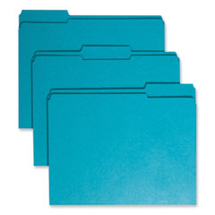 Reinforced Top Tab Colored File Folders, 1/3-Cut Tabs: Assorted, Letter Size, 0.75" Expansion, Teal, 100/Box