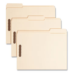 Top Tab Fastener Folders, 1/3-Cut Tabs: Assorted, 0.75" Expansion, 2 Fasteners, Letter Size, Manila Exterior, 50/Box