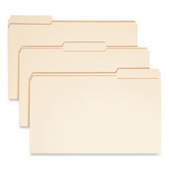 Reinforced Tab Manila File Folders, 1/3-Cut Tabs: Assorted, Legal Size, 0.75" Expansion, 11-pt Manila, 100/Box