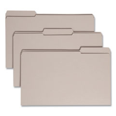 Reinforced Top Tab Colored File Folders, 1/3-Cut Tabs: Assorted, Legal Size, 0.75" Expansion, Gray, 100/Box