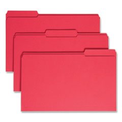 Reinforced Top Tab Colored File Folders, 1/3-Cut Tabs: Assorted, Legal Size, 0.75" Expansion, Red, 100/Box