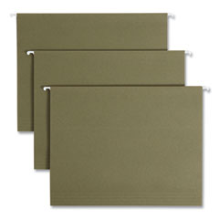 100% Recycled Hanging File Folders, Letter Size, 1/5-Cut Tabs, Standard Green, 25/Box