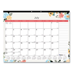 Spring Monthly Academic Desk Pad Calendar, Colorful Blossom Artwork, 22 x 17, Black Binding, 18-Month (July-Dec): 2023-2024