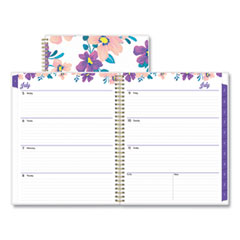 Gili Academic Year Weekly/Monthly Planner, Floral Artwork, 11 x 8.5, Purple/White Cover, 12-Month (July to June): 2021-2022