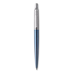 Jotter Ballpoint Pen, Retractable, Medium 0.7 mm, Blue Ink, Waterloo Blue/Chrome Barrel