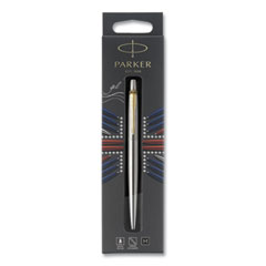 Jotter Rollerball Pen, Medium Point 0.7 mm, Black Ink, Stainless Steel Barrel