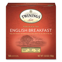 Tea Bags, English Breakfast, 3.53 oz, 50/Box